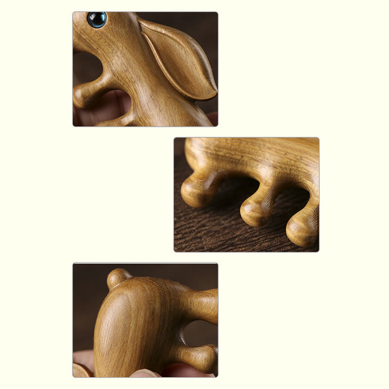 Entspannungsmassagekamm | Kleines Blatt aus rotem und grünem Sandelholz