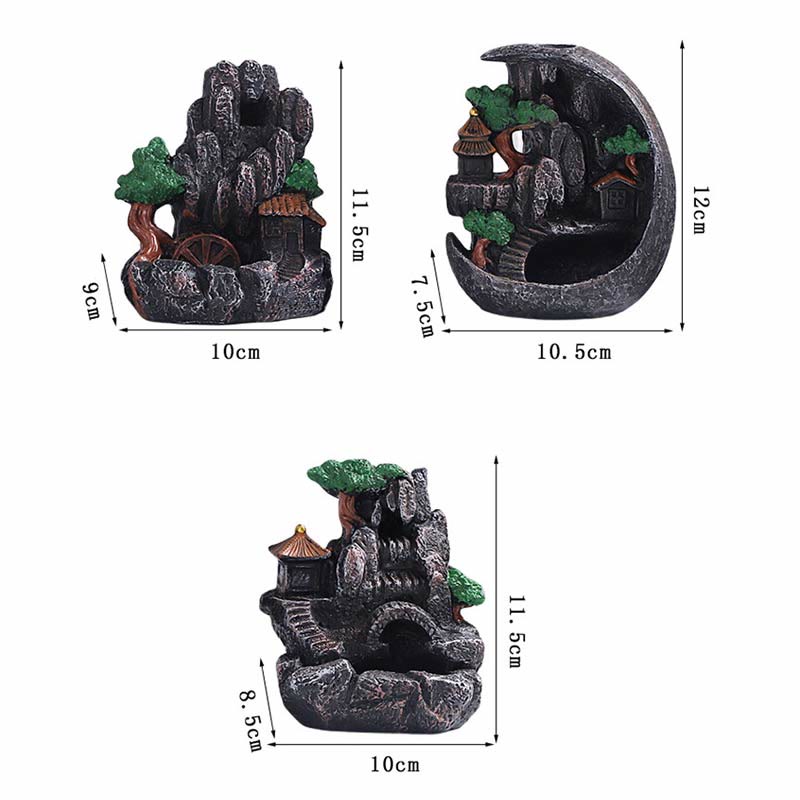 Räuchergefäß aus Harz mit Buddha-Motiv und Bergbrücken-Muster