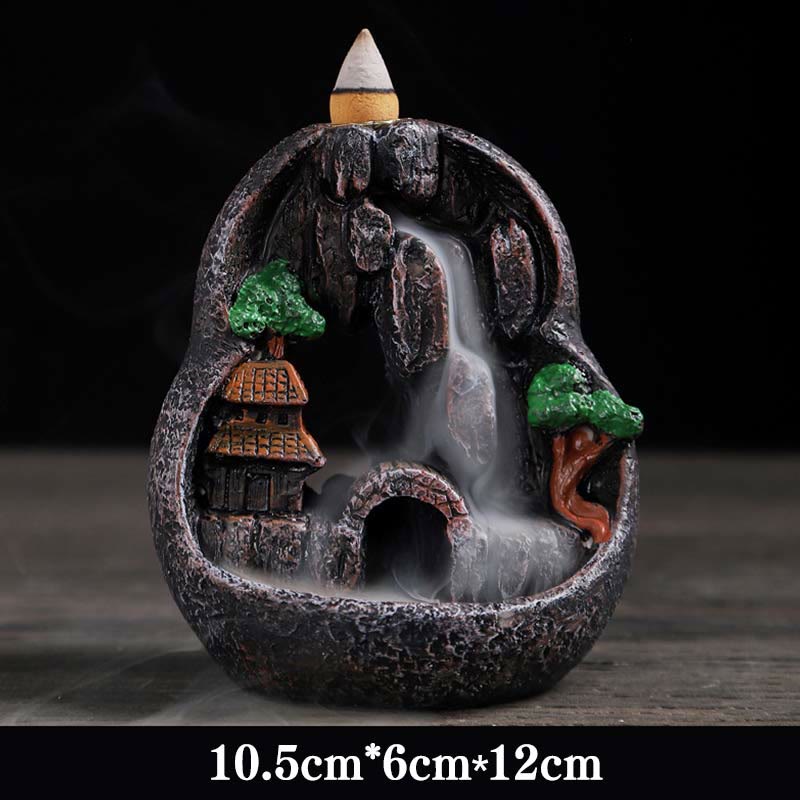 Räuchergefäß aus Harz mit Buddha-Motiv und Bergbrücken-Muster
