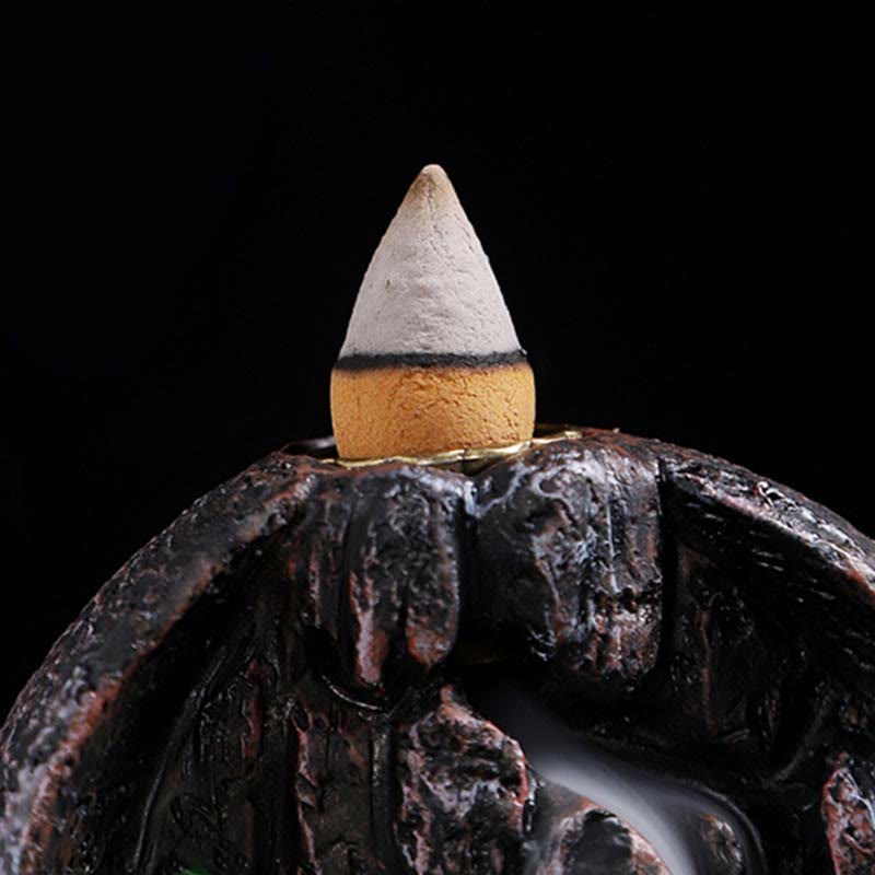 Räuchergefäß aus Harz mit Buddha-Motiv und Bergbrücken-Muster