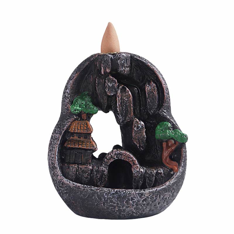 Räuchergefäß aus Harz mit Buddha-Motiv und Bergbrücken-Muster