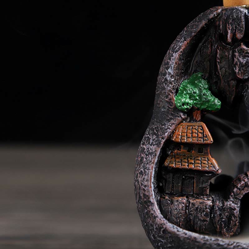 Räuchergefäß aus Harz mit Buddha-Motiv und Bergbrücken-Muster