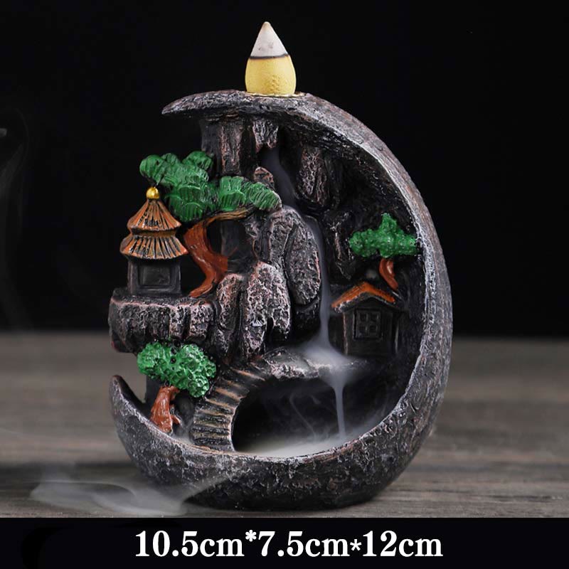 Räuchergefäß aus Harz mit Buddha-Motiv und Bergbrücken-Muster