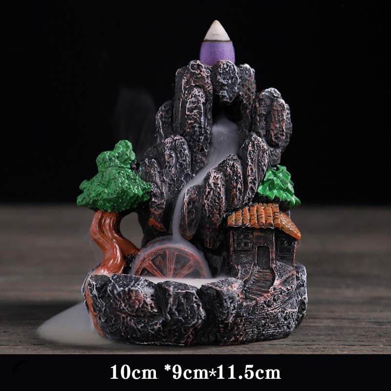 Räuchergefäß aus Harz mit Buddha-Motiv und Bergbrücken-Muster