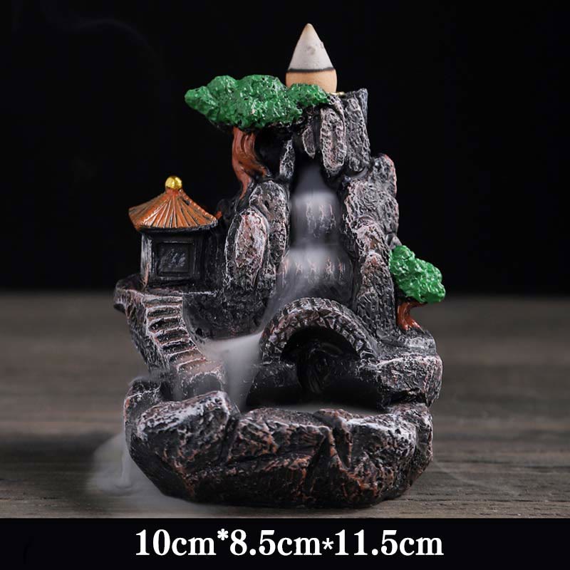 Räuchergefäß aus Harz mit Buddha-Motiv und Bergbrücken-Muster