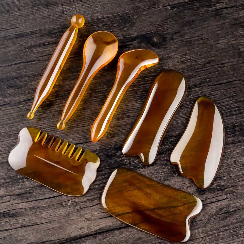 Gua Sha-Ganzkörpermassage-Werkzeugset aus Harz für die Gesichtspflege