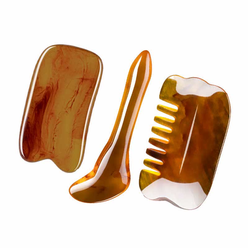 Gua Sha-Ganzkörpermassage-Werkzeugset aus Harz für die Gesichtspflege