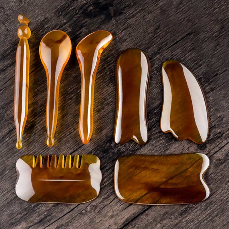 Gua Sha-Ganzkörpermassage-Werkzeugset aus Harz für die Gesichtspflege