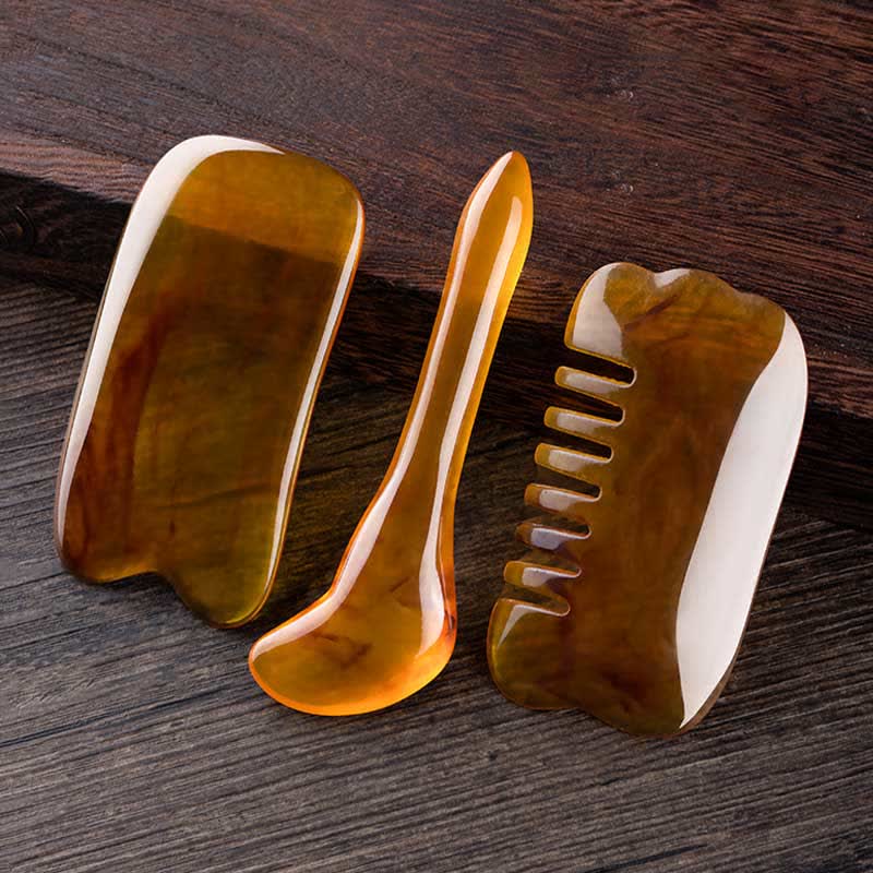 Gua Sha-Ganzkörpermassage-Werkzeugset aus Harz für die Gesichtspflege