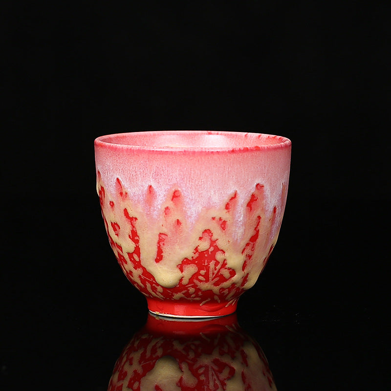 Retro Blau Rot Farbverlauf Lotus Keramik Teetasse Schale