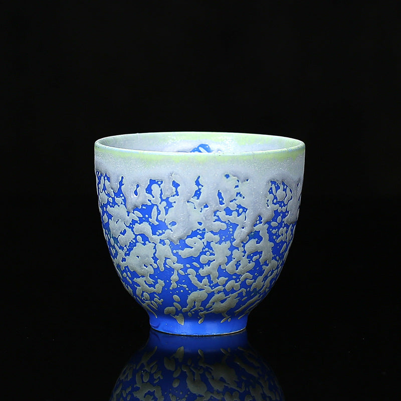 Retro Blau Rot Farbverlauf Lotus Keramik Teetasse Schale