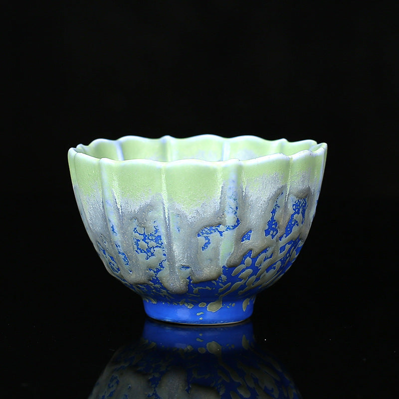 Retro Blau Rot Farbverlauf Lotus Keramik Teetasse Schale
