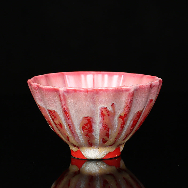 Retro Blau Rot Farbverlauf Lotus Keramik Teetasse Schale