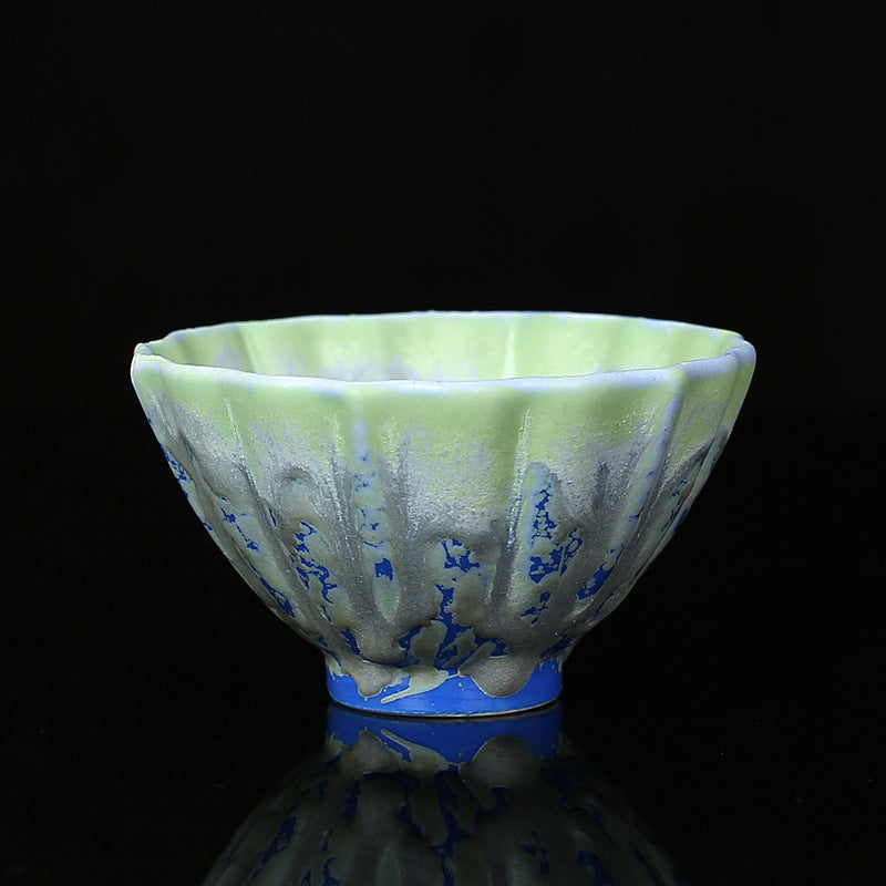 Retro Blau Rot Farbverlauf Lotus Keramik Teetasse Schale