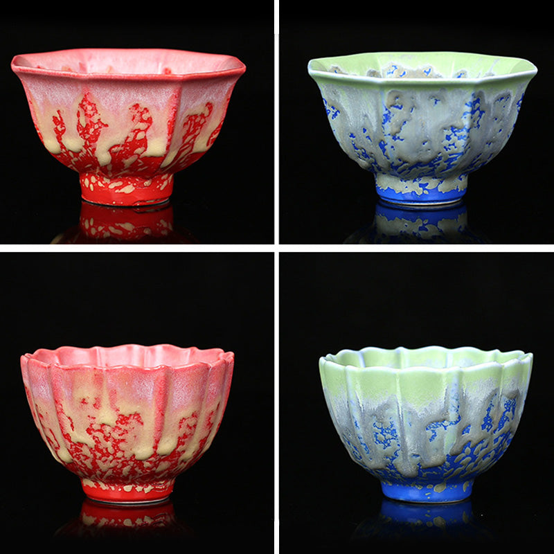 Retro Blau Rot Farbverlauf Lotus Keramik Teetasse Schale