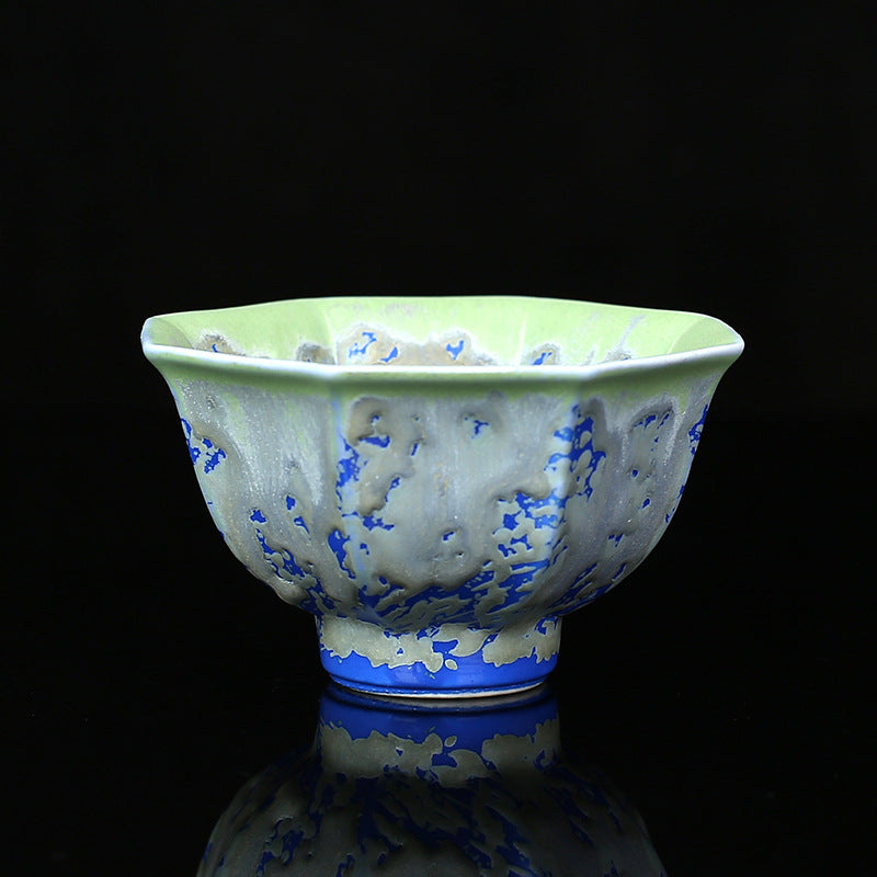 Retro Blau Rot Farbverlauf Lotus Keramik Teetasse Schale