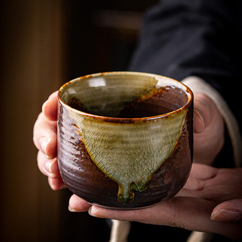 Retro Braune Keramik Zen Teetasse 130ml Meditationstasse