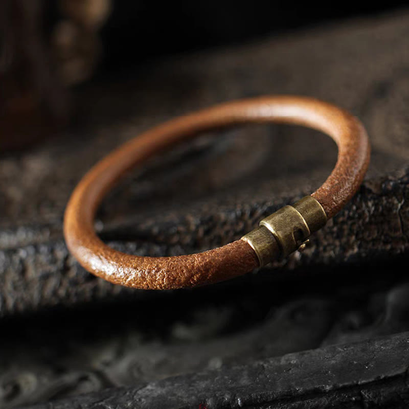 Spirituelles Retro-Armband aus Kupferleder für Glück und Heilung