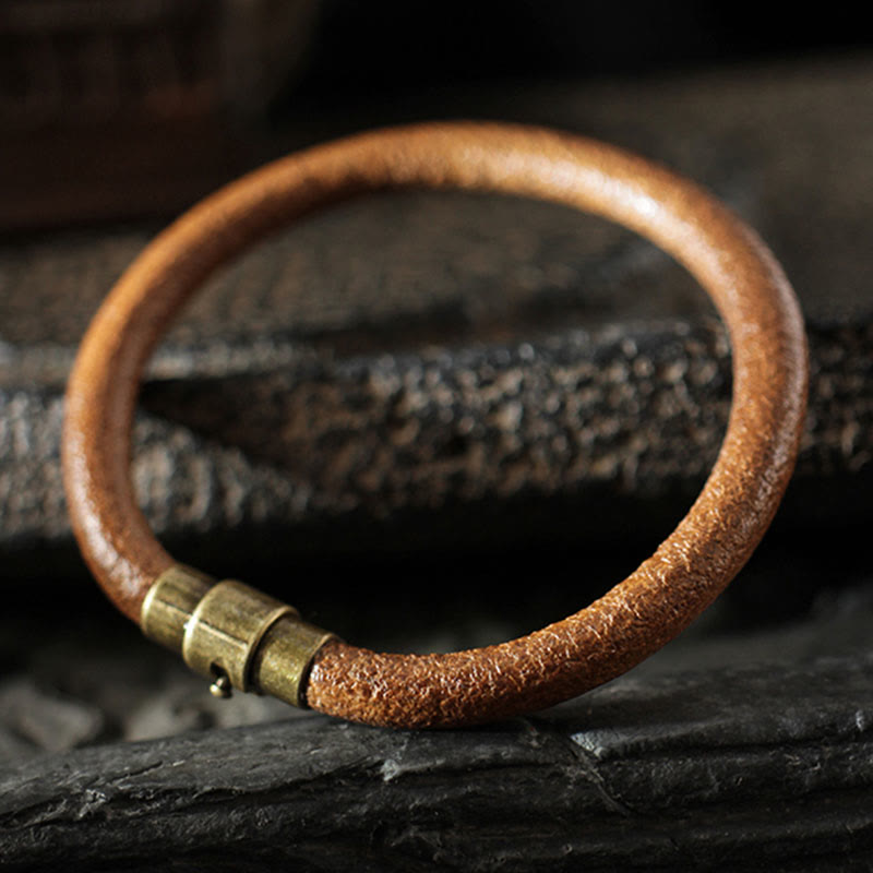 Spirituelles Retro-Armband aus Kupferleder für Glück und Heilung