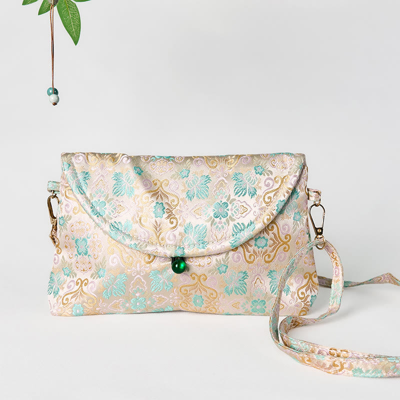 Retro-Umhängetasche aus Polyester-Baumwolle mit Blumenmuster im Bohemian-Stil