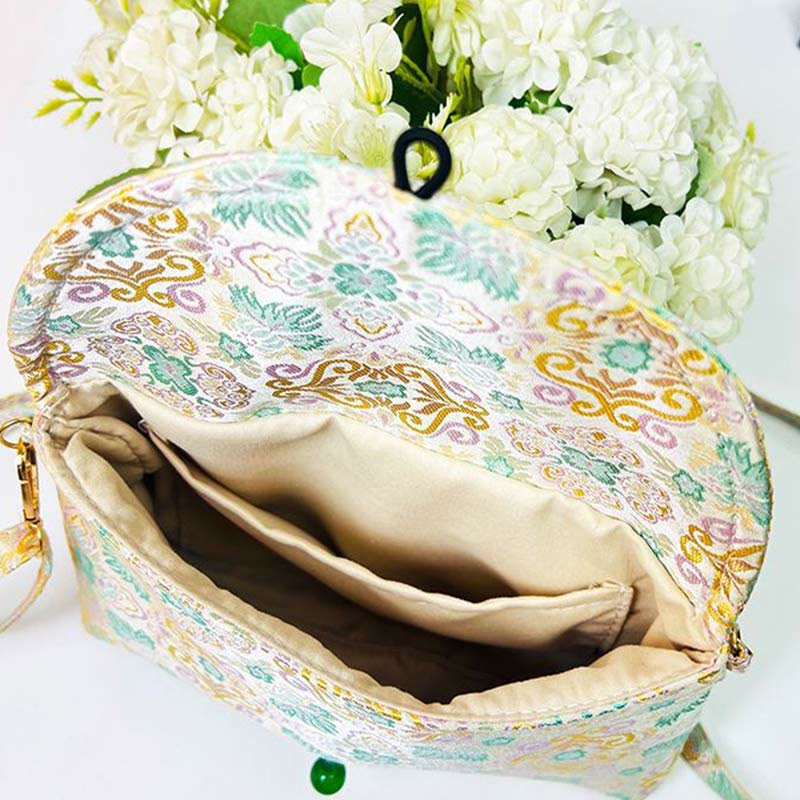 Retro-Umhängetasche aus Polyester-Baumwolle mit Blumenmuster im Bohemian-Stil