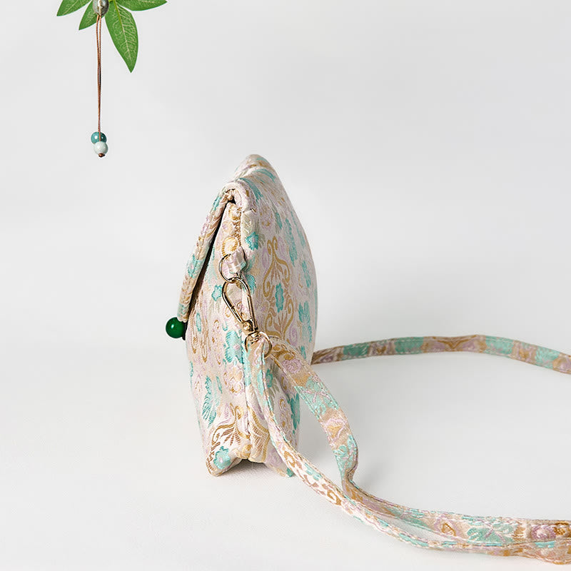 Retro-Umhängetasche aus Polyester-Baumwolle mit Blumenmuster im Bohemian-Stil