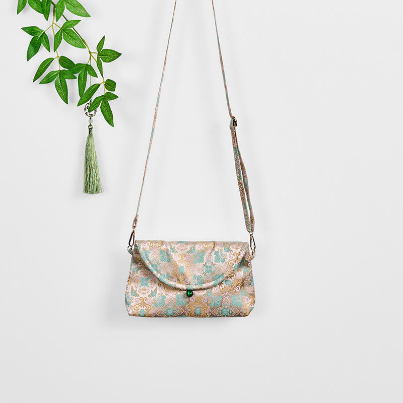 Retro-Umhängetasche aus Polyester-Baumwolle mit Blumenmuster im Bohemian-Stil