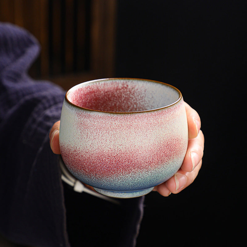 Retro-Teetasse aus Keramik mit rotem Farbverlauf, 160 ml