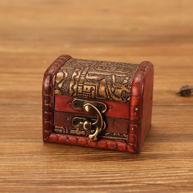Kleine Retro-Schmuckschatulle aus Holz mit goldenem Traubendesign | Zen-Dekor