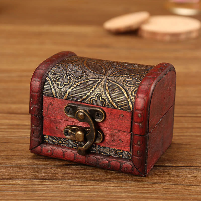 Kleine Retro-Schmuckschatulle aus Holz mit goldenem Traubendesign | Zen-Dekor