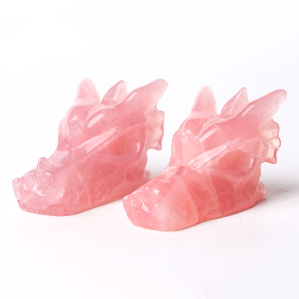 Rose Quartz 2.5 Inch Dragon Head Carving