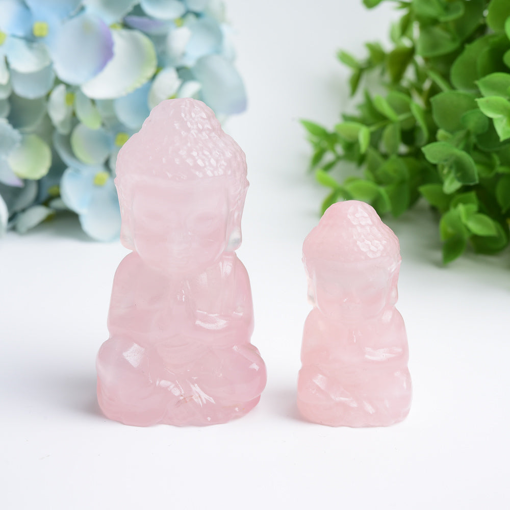 Rose Quartz Buddha Crystal Carving 2.2-3.2 inches