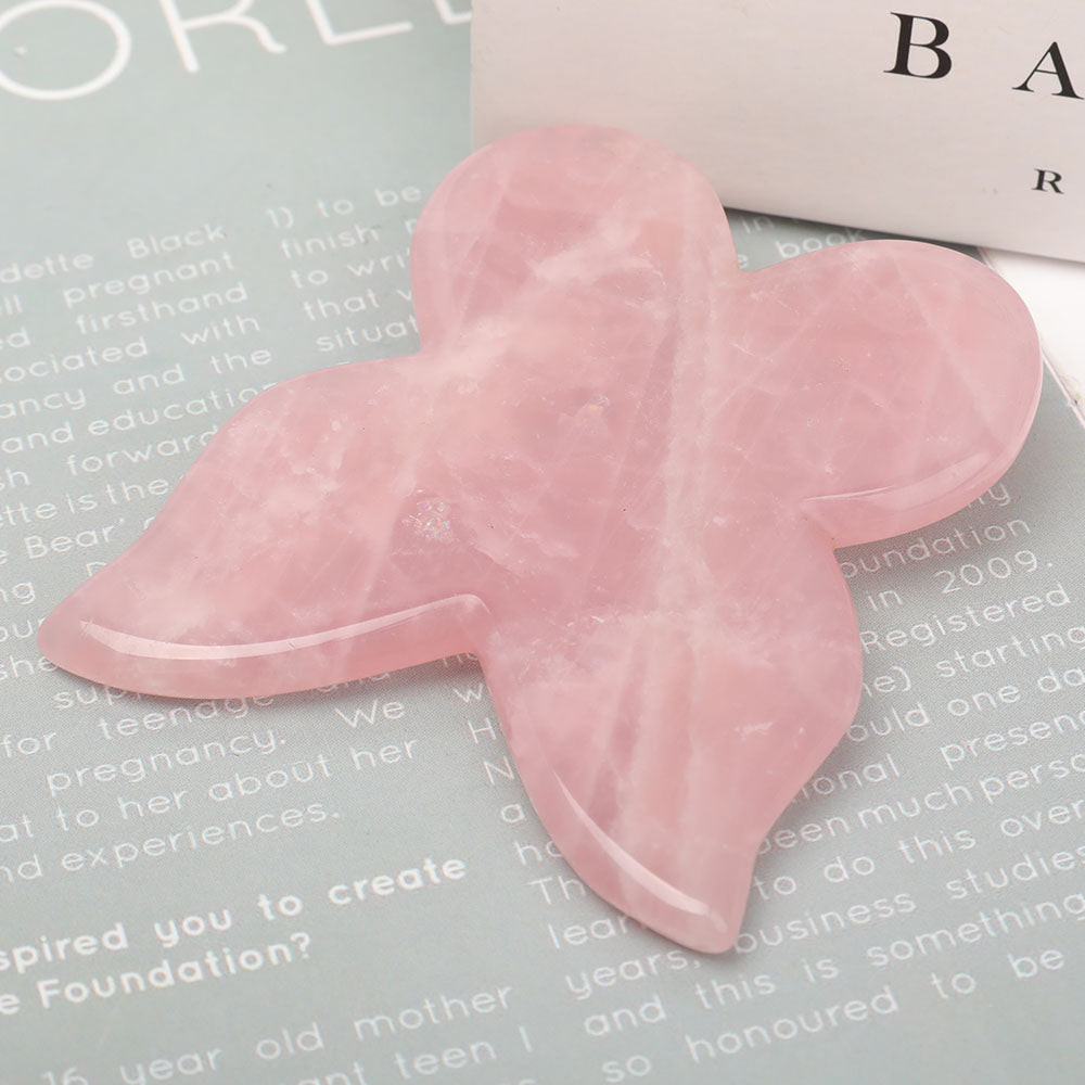 Rose Quartz Butterfly Shape Guasha Board 3" for Healing