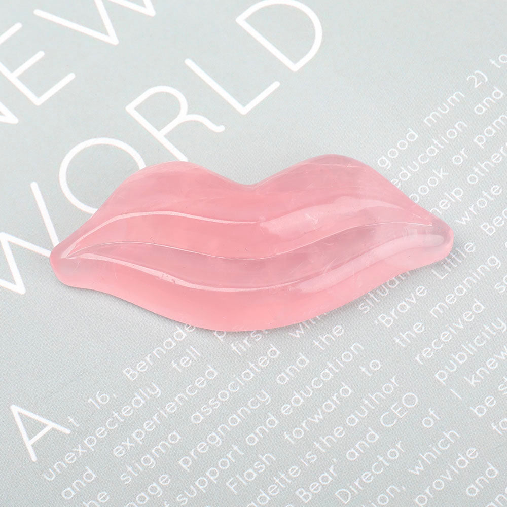 Rose Quartz Crystal Lips Carving 2.6in Figurine Healing Energy