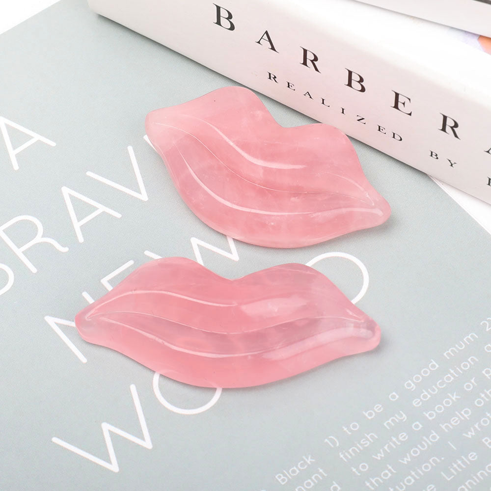 Rose Quartz Crystal Lips Carving 2.6in Figurine Healing Energy