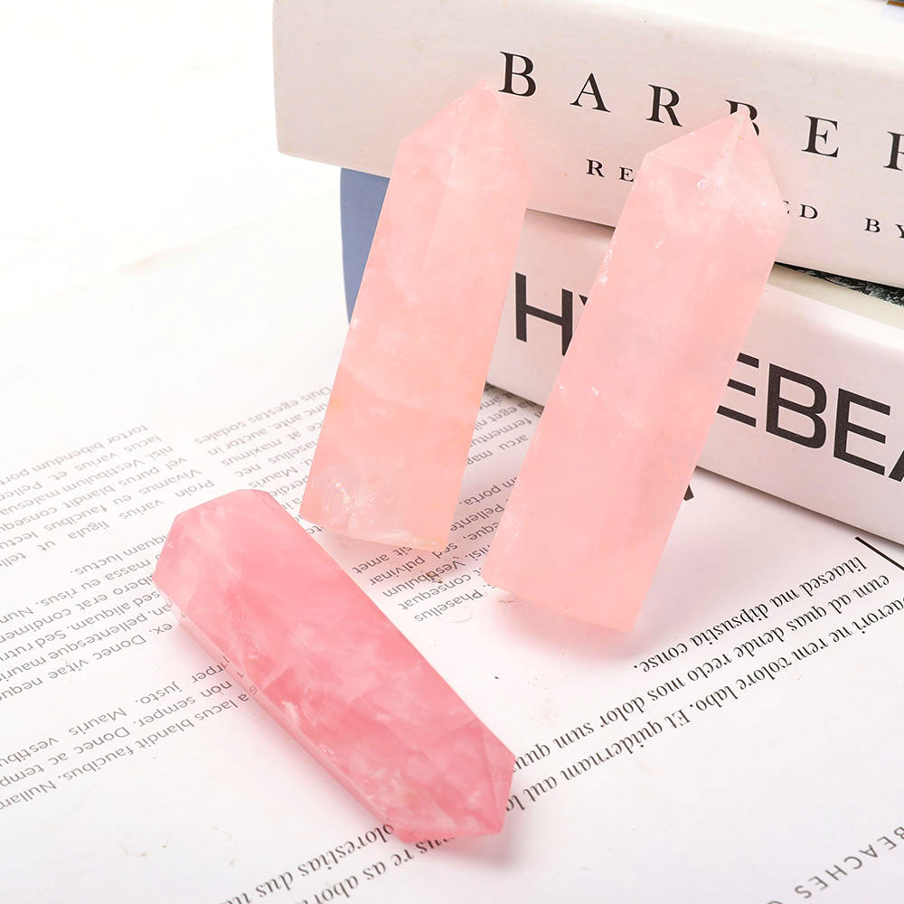 Rose Quartz Crystal Points Set 2.5-3.3 Inch Healing Trio