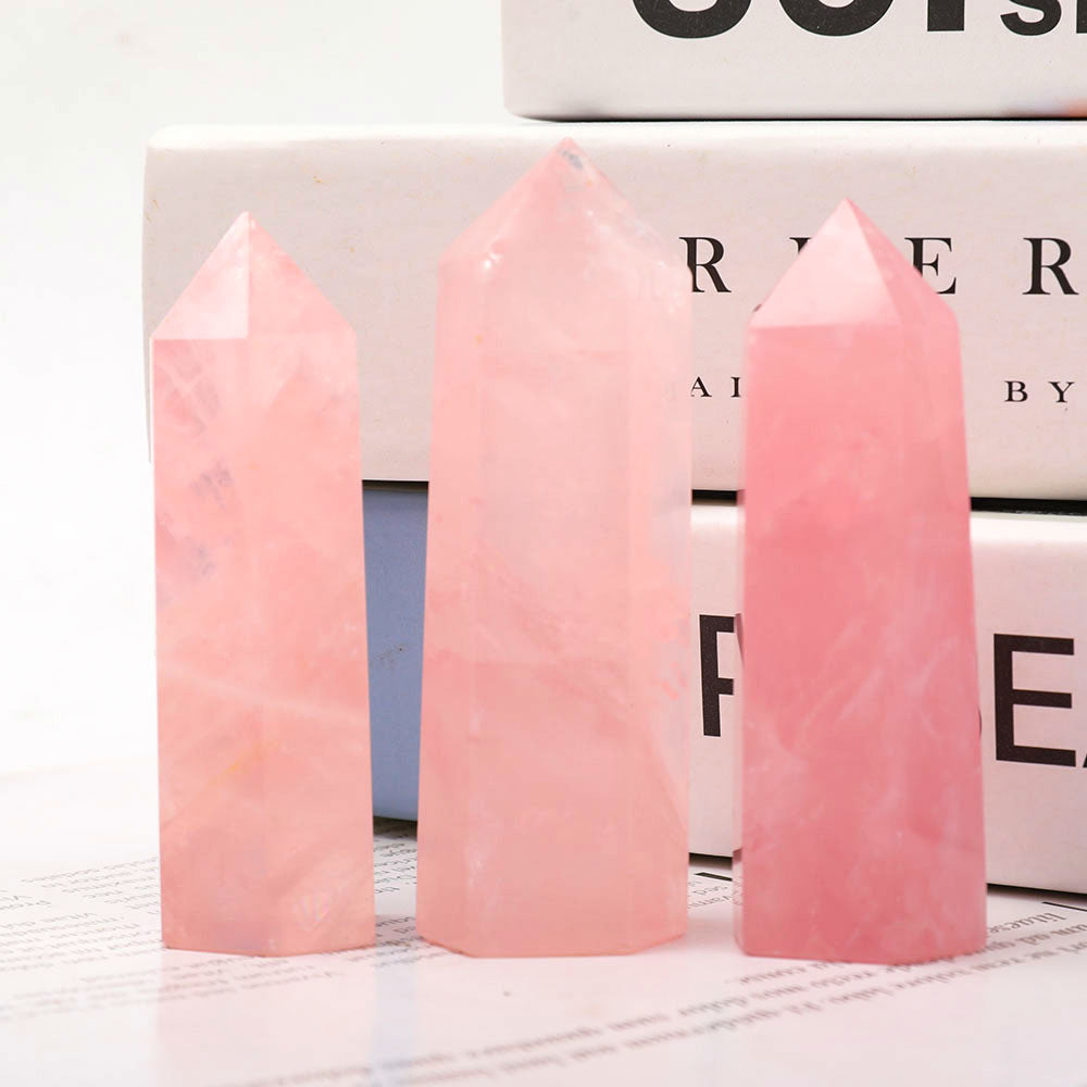 Rose Quartz Crystal Points Set 2.5-3.3 Inch Healing Trio