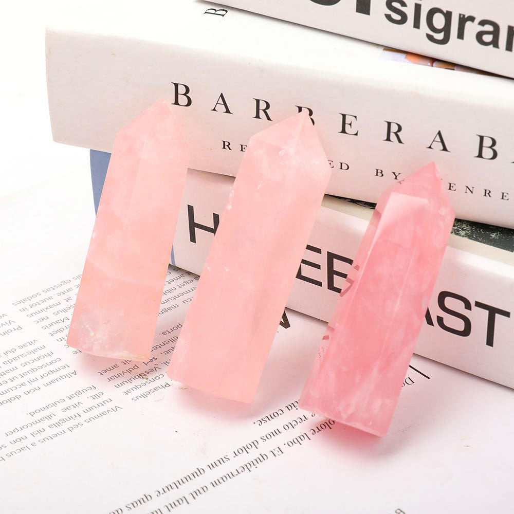 Rose Quartz Crystal Points Set 2.5-3.3 Inch Healing Trio