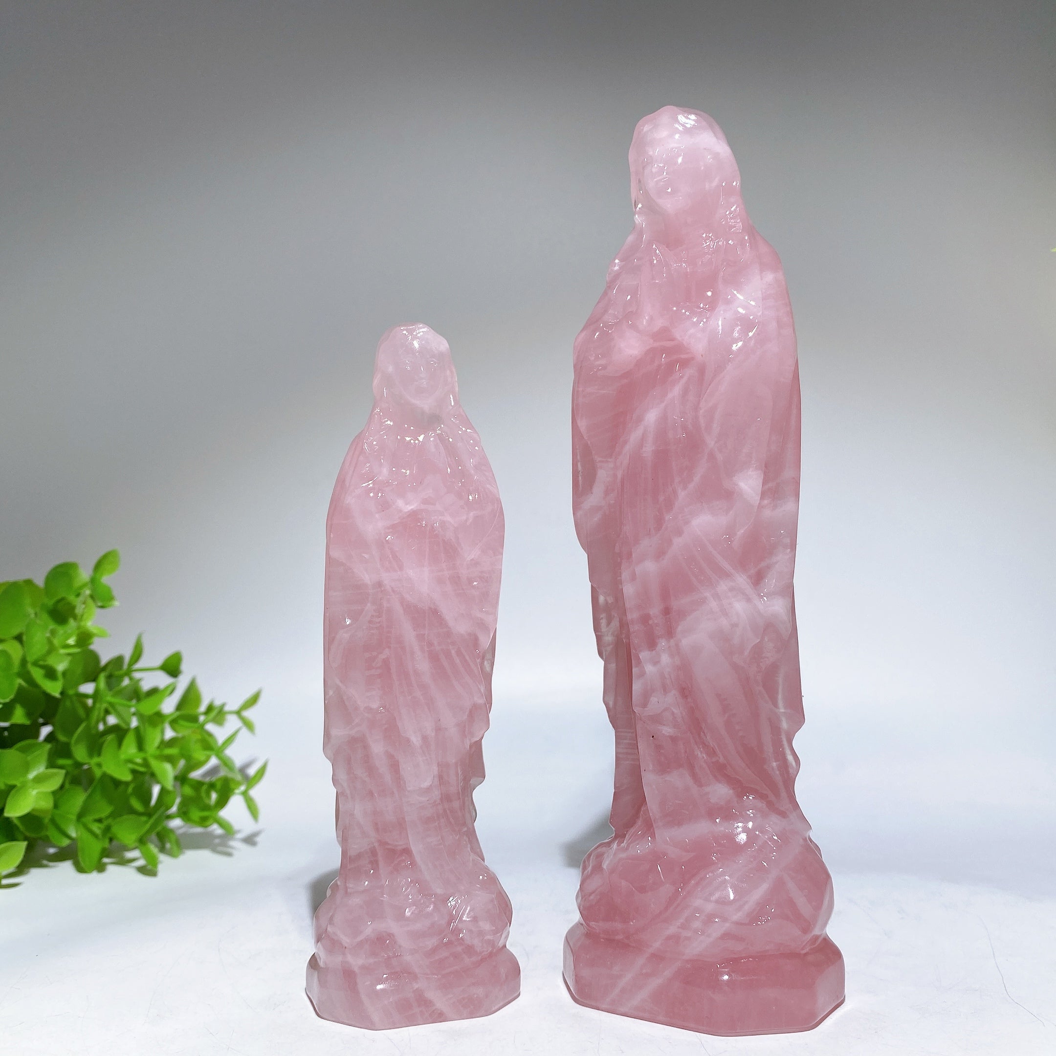 Rose Quartz Goddess Carving Crystal Figurine 10-20cm Healing Statue