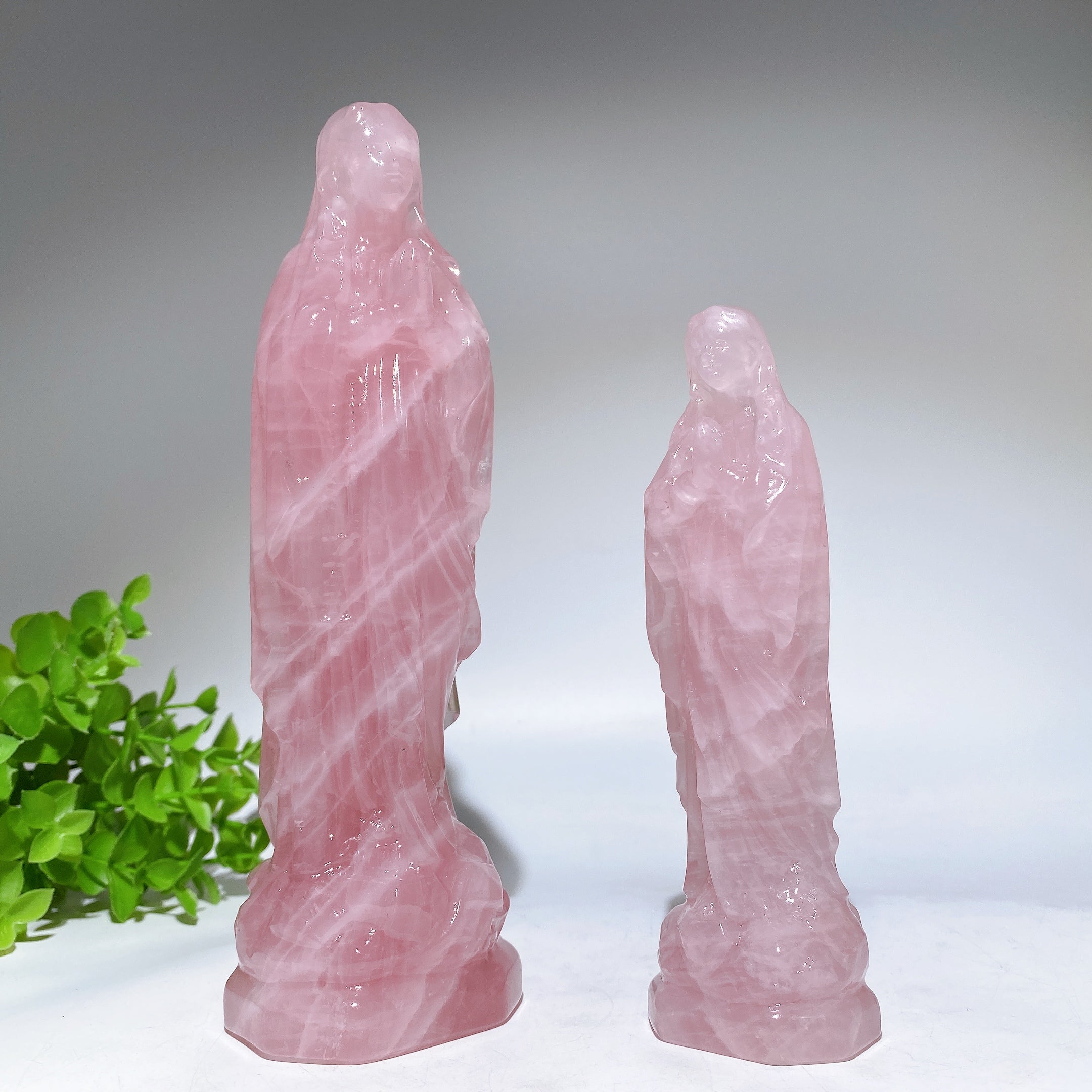 Rose Quartz Goddess Carving Crystal Figurine 10-20cm Healing Statue