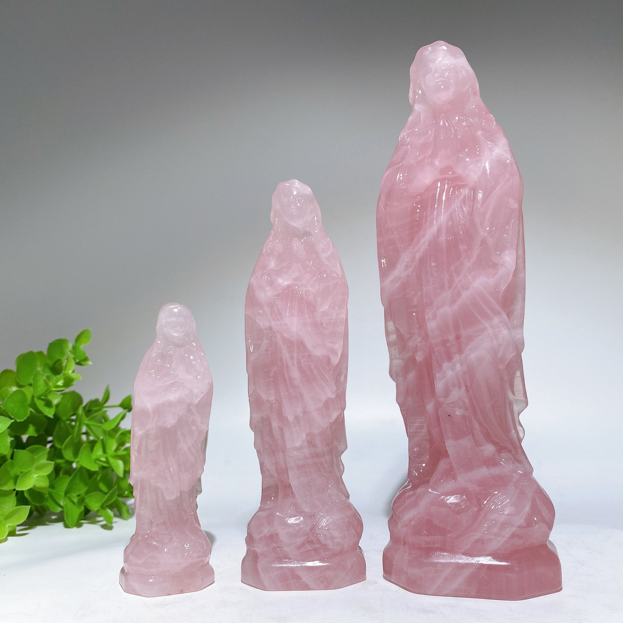 Rose Quartz Goddess Carving Crystal Figurine 10-20cm Healing Statue