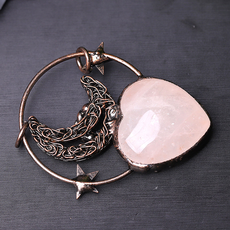 Rose Quartz Heart Pendant 2.5 Inch for Emotional Healing