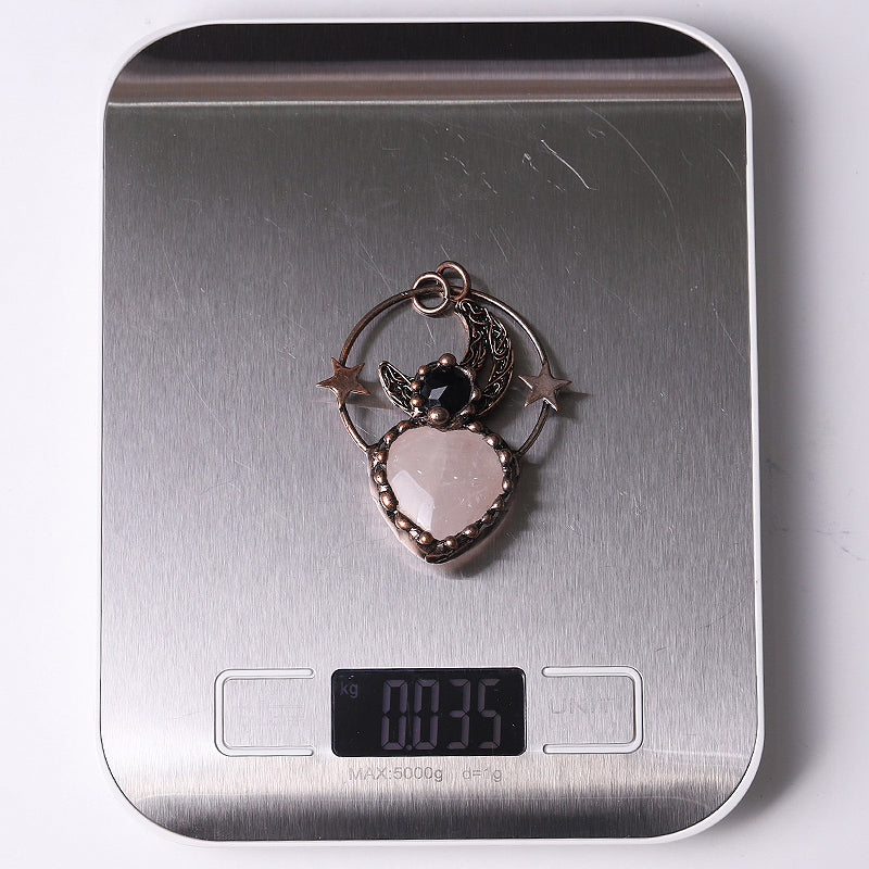 Rose Quartz Heart Pendant 2.5 Inch for Emotional Healing