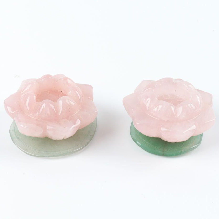 Rose Quartz Lotus Crystal Figurine 1.92" Carving