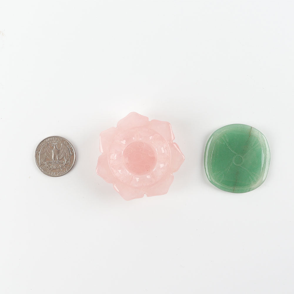 Rose Quartz Lotus Crystal Figurine 1.92" Carving