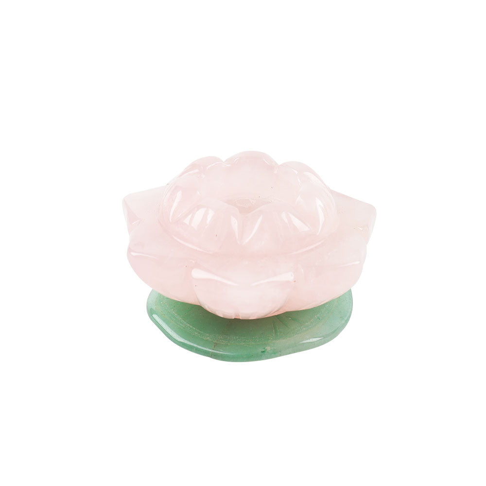 Rose Quartz Lotus Crystal Figurine 1.92" Carving