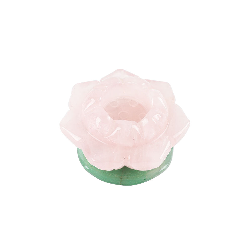 Rose Quartz Lotus Crystal Figurine 1.92" Carving
