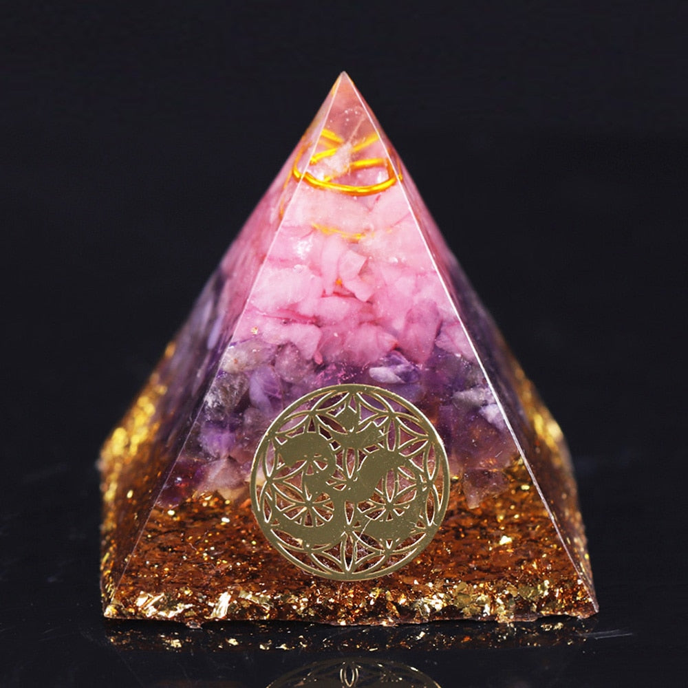 Rosenquarz-Orgonit-Heilpyramide