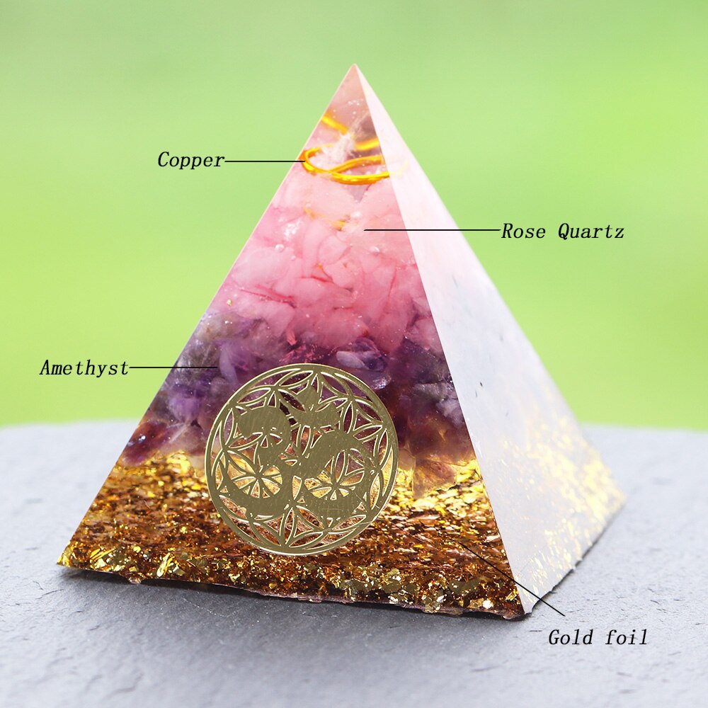 Rosenquarz-Orgonit-Heilpyramide