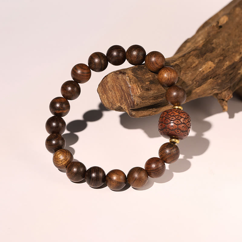 Spirituelles Armband aus Rosenholz mit Fu-Charakter | Wärme &amp; Glück